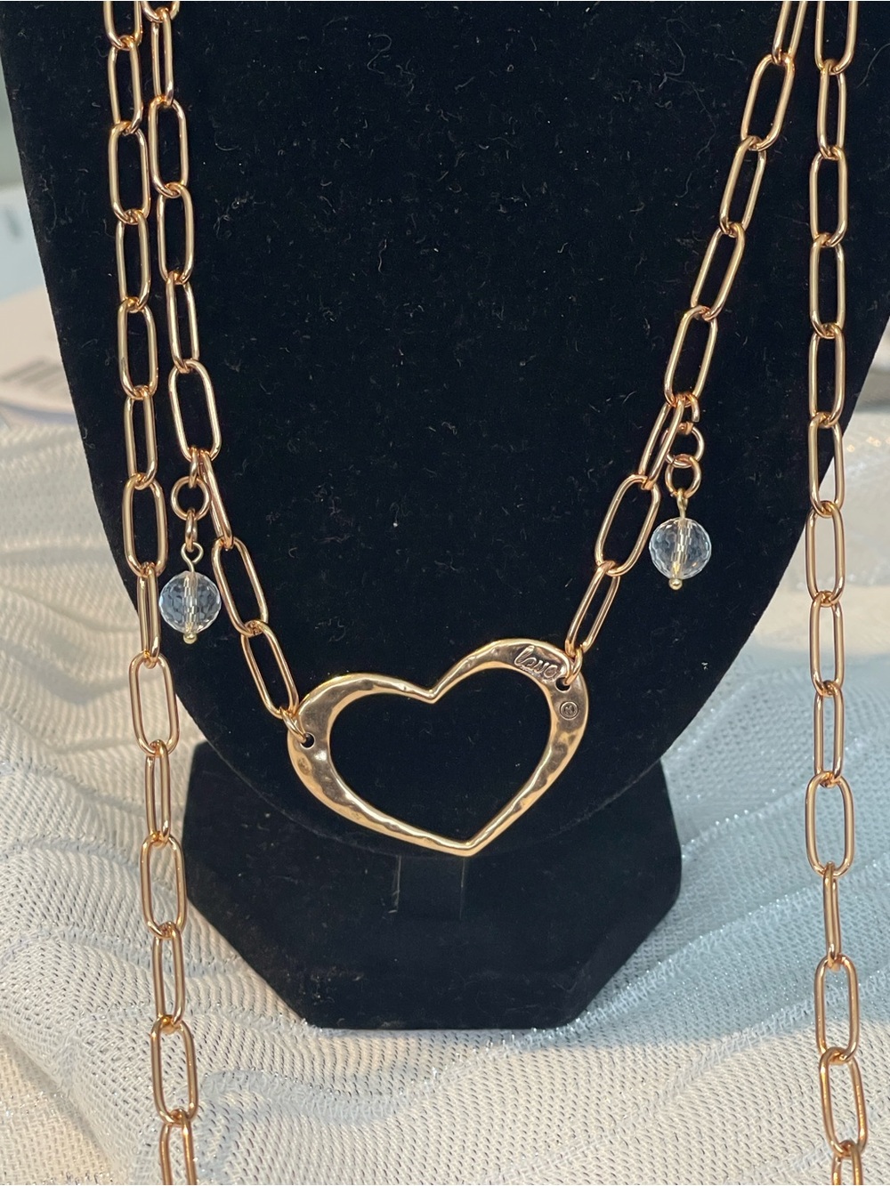 Open Heart Layered Gold Chain Necklace for Women katia Designs paperclip chain - Picture 6 of 6